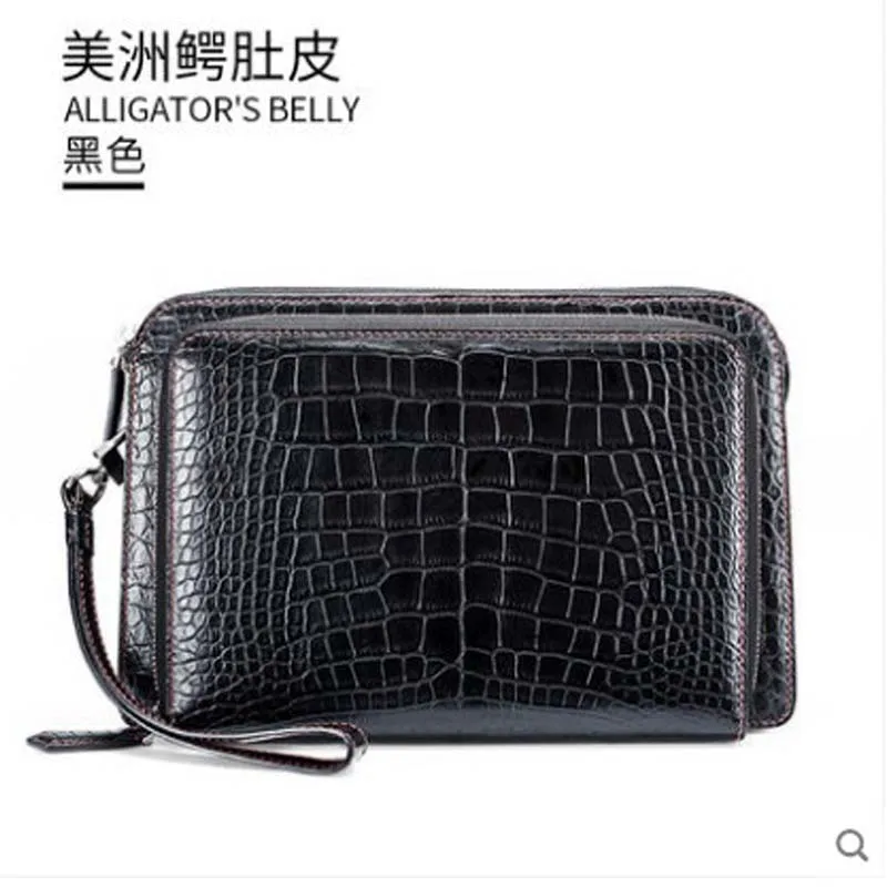 

gete Crocodile belly handle bag fashionable business light luxury men zipper bag with large capacity crocodile bag