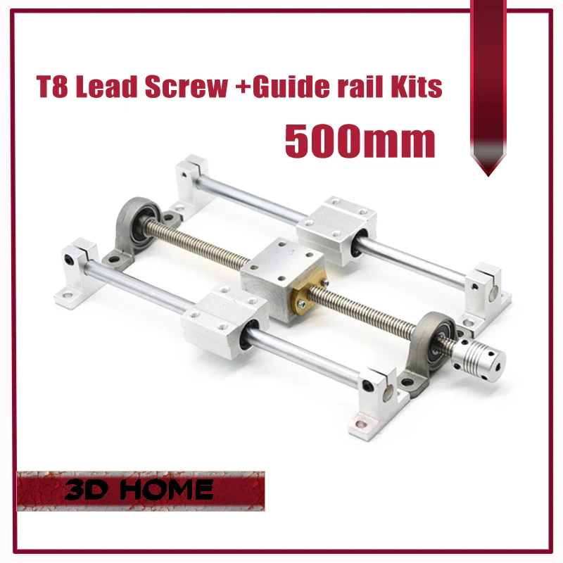 3D printer Guide rail parts T8 Lead Screw 500mm Optical axis 500mm KP08 bearing bracket screw