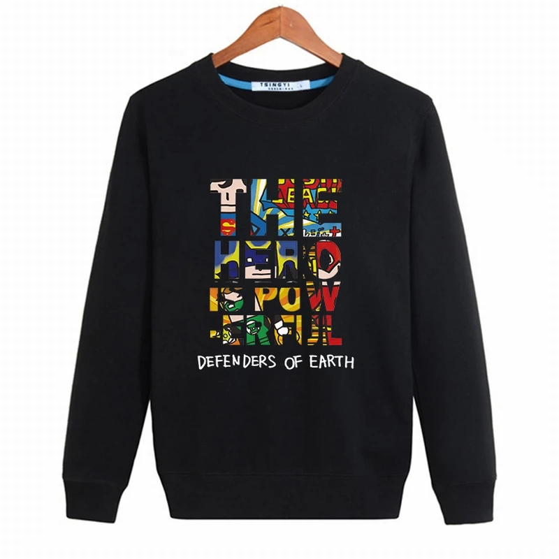 Tsingyi/пуловер с буквенным принтом «Герой»; толстовки для мужчин и женщин; сезон осень; с круглым вырезом; Sudadera Poleron Hombre; толстовка с капюшоном размера плюс S-4XL