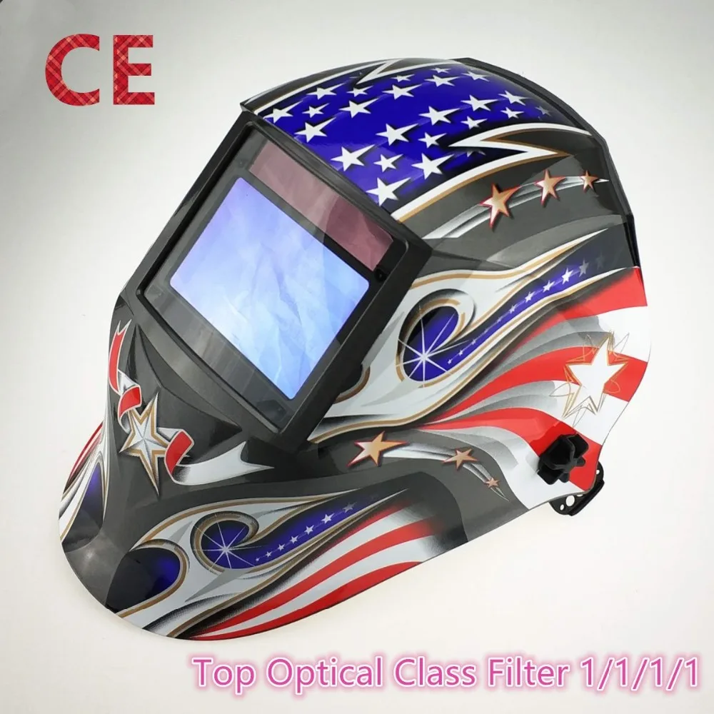 

Welding Helmet 100*65mm 1111 4 Sensors Grinding DIN 3/4-13 MMA MIG/MAG TIG CE/UL/CSA/AS Cert Solar Auto Darkening Welding Mask
