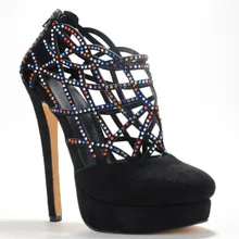 Fashion Solid Black Soft Leather Women’s Stiletto Heel Solid Pointed Toe With Rhinestone Women Heel zapatos mujer Casual Pumps