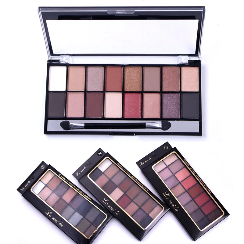 Professional Makeup 16 Colors Gliter Shiny Eyeshadow Palette Waterproof Matte Pigments Minerals Eye Shadow Nude Brown Make Up