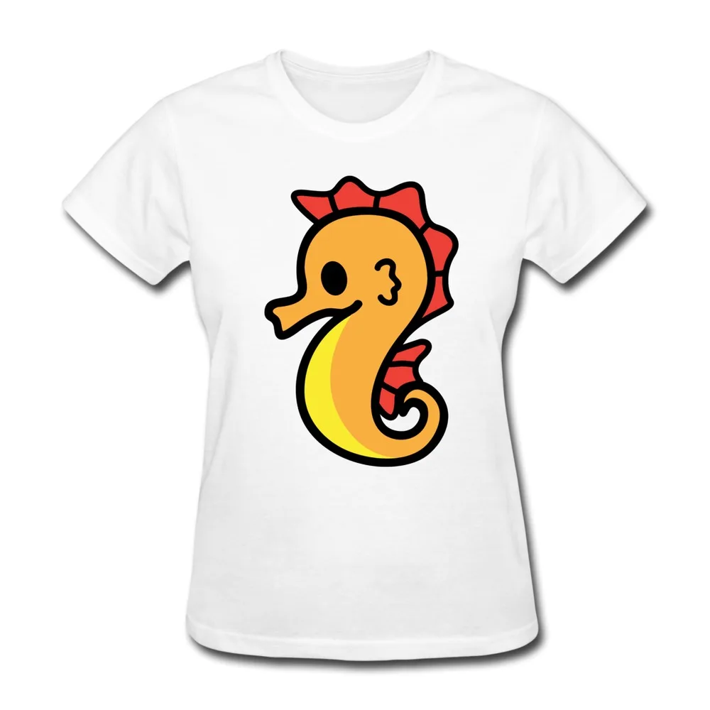 Customize Gildan T-Shirt Women's Cutie Seahorse Cool Logo T Shirts Women Promotion Sale | Женская одежда