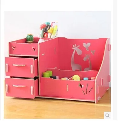 Nueva DIY madera cosmética organizador joyería cosmética organizador