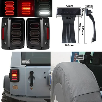 

Smoke LENS LED Tail light w/Turn signal & Back Up & Smoke 3rd Third led brake light Assembly for jeep wrangler JK 07-15