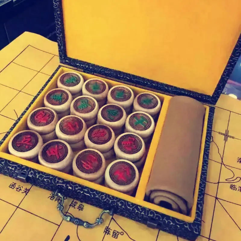 

1 Set High Quality Wood Made Chinese Chess 32 Chessman With Box XiangQi Chess Game