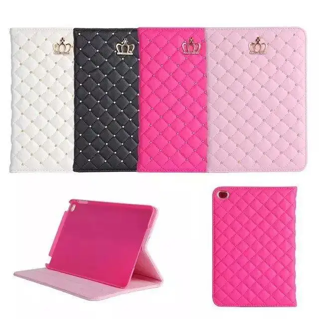 

Luxury Designer Crown Rhinestone Flip Leather Tablet Case for IPad Mini 1 2 3 Ipadmini with Stand Shockproof Dormancy Cover