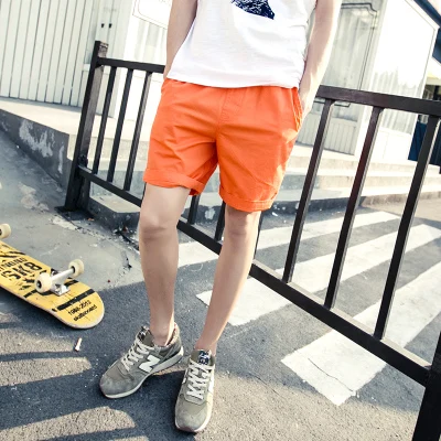 Летние шорты мужские новые свободные мужские шорты до колена быстросохнущие пляжные шорты для влюбленных женщин повседневные бермуды masculina хлопок - Цвет: Оранжевый