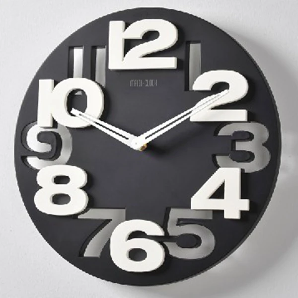Большие 3D настенные часы Цифровые декоративные настенные часы современный дизайн черные белые большие бесшумные настенные часы домашний декор Новинка полые - Цвет: Черный