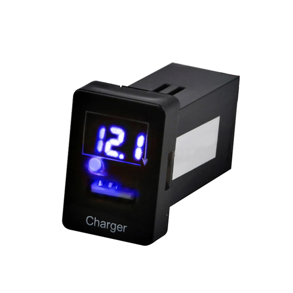 

2.1A USB Car Charger Dashboard with Voltmeter For TOYOTA Power Adapter Socket For Ipad Samsung DC12-24V Blue light DY052
