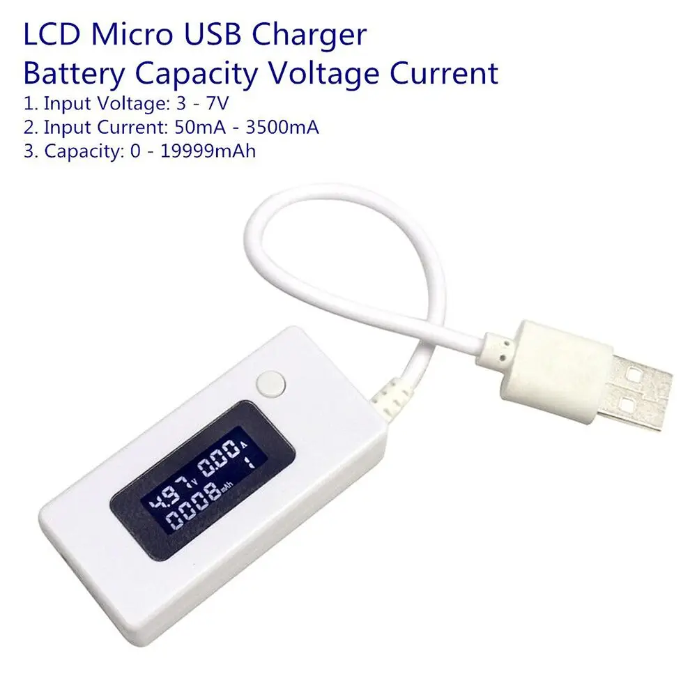 LCD Micro USB Charger Battery Capacity Voltage Current Tester Meter Detector for Smartphone Mobile Power Bank