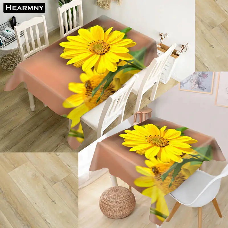 

Sunflower Tablecloth Waterproof Oxford Fabric Square/Rectangular Tablecloth For Wedding Table Cloth TV Covers 140x200CM,90X90cm