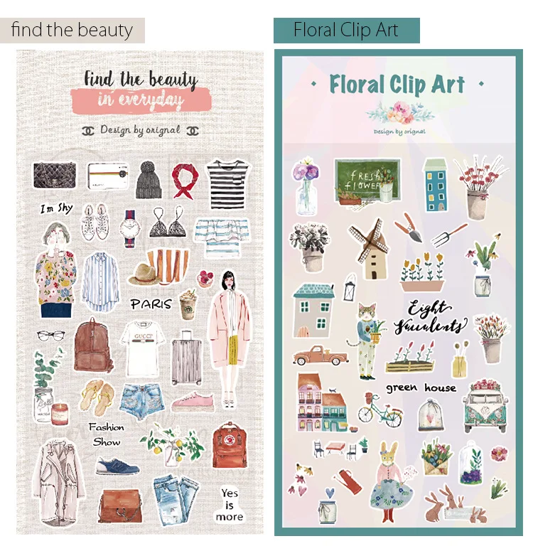 

Original Diary Decoration Travel Journal Stickers Art Life Series Washi Paper Sticker for Mobile Phone Photo Album Fridge Decor