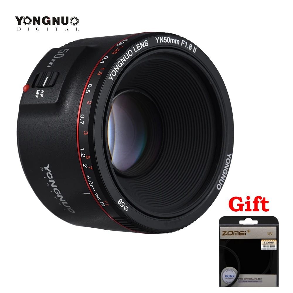 YONGNUO YN50mm F1.8 II 50 мм с большой апертурой Автофокус Объектив для Canon объектив камеры для Canon EOS 70D 5D2 5D3 600D DSLR yongnuo