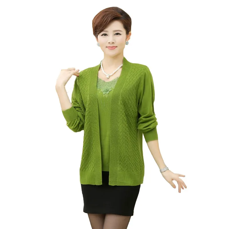 Hot Sale Full Poncho New 2019 Middle Age Women Twinset Mother Clothing Set Sweaters Female Cardigan Fashion Outerwear Aa488 |