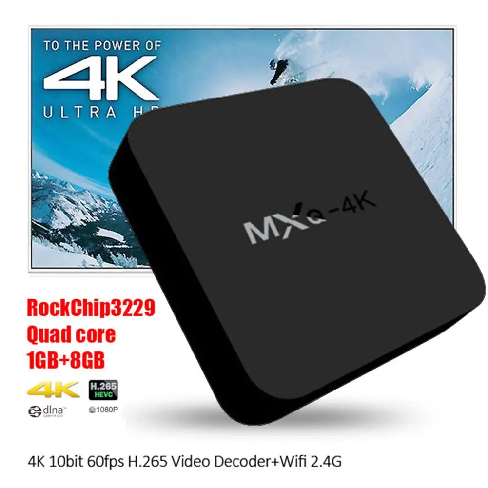 HD 4 к ядра 1 Гб + 8 2,4 ГГц Wi Fi 1000 Мбит/с LAN Новый Умные телевизоры коробка для Android 7,1