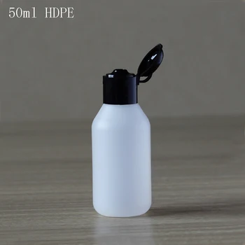 

100pcs/lot 50ml Frosted clear HDPE Plastic Bottle Refillable Flip Top Cap bottles Empty Packaging Bottle