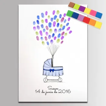 

Custom baby Car Canvas Painting Fingerprint Guest Bookname date boy Baby Shower Party Decoration Girls Birthday Baptism Gift