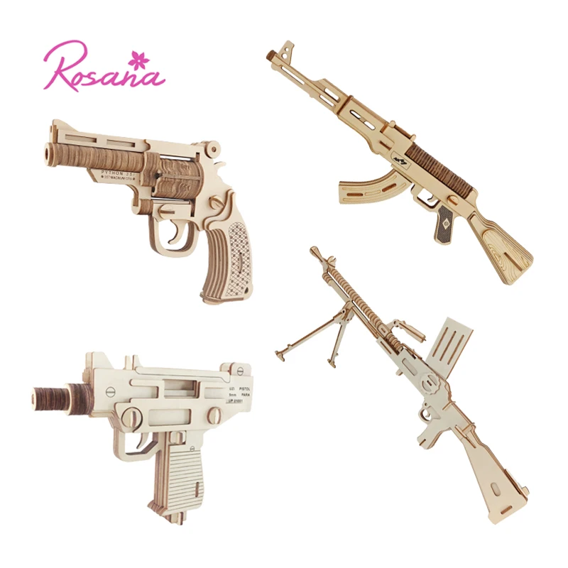 

Rosana Wooden Model Kit Children Assemble Model Military Weapon Gun Pistol Jigsaw Toy Wood Puzzles Birthday Gift for Children