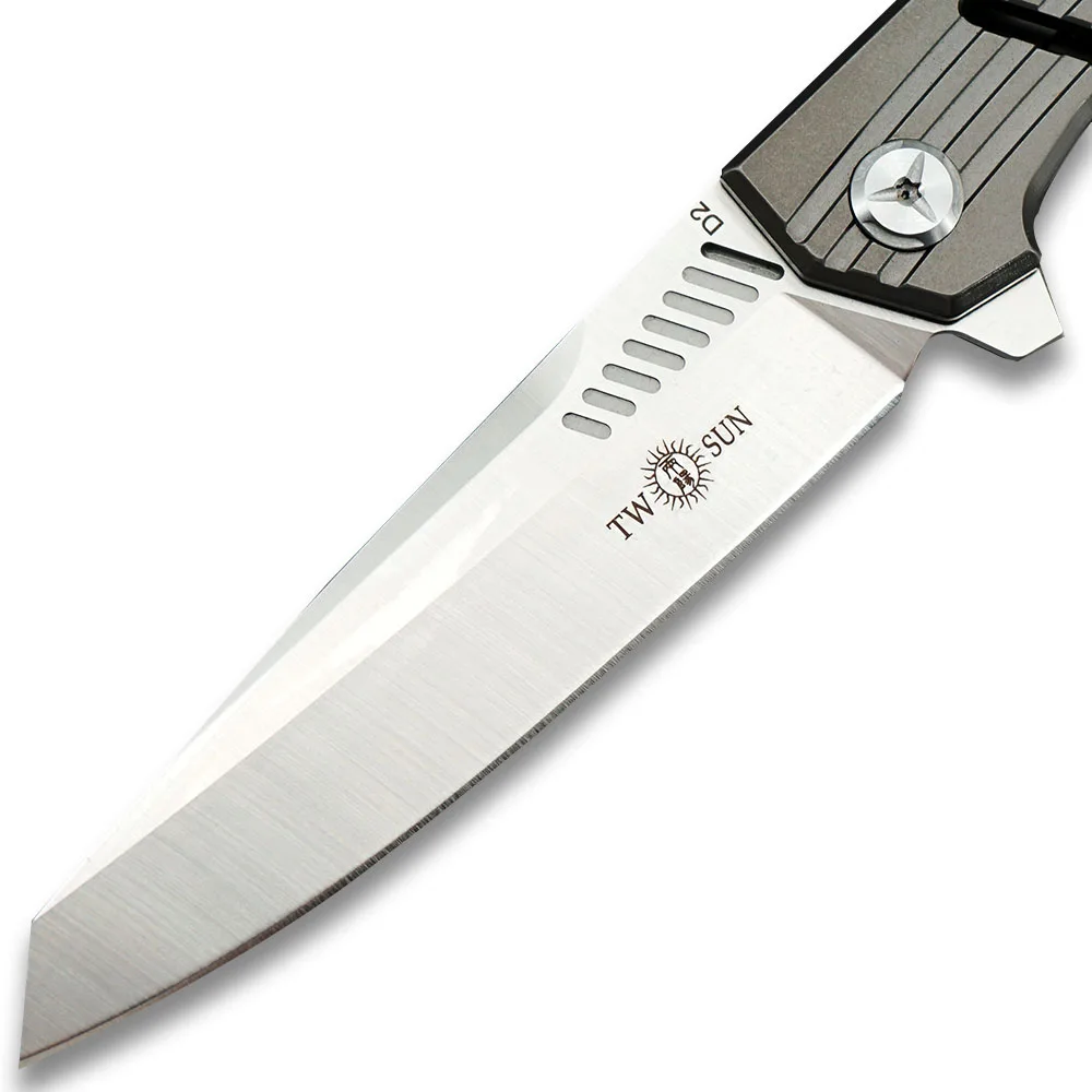 TWOSUN d2 лезвие складной нож карманный нож ножи для выживания Кемпинг Охота Открытый инструмент EDC TC4 титановый KVT керамический шар TS16