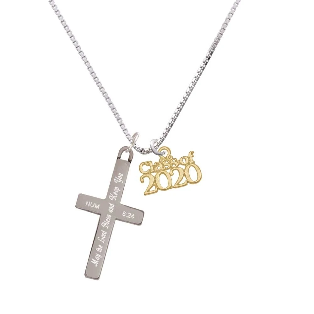 Gold Tone Class of 2020 - Bless and Keep You - Cross Necklace