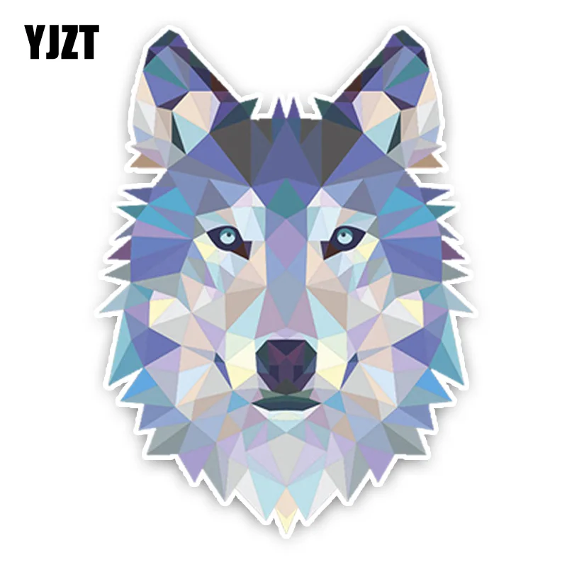 

YJZT 11.7*15.7CM Interesting Lovely Angry Gray Wolf Head Cartoon Colored PVC Car Sticker Decoration C1-5435