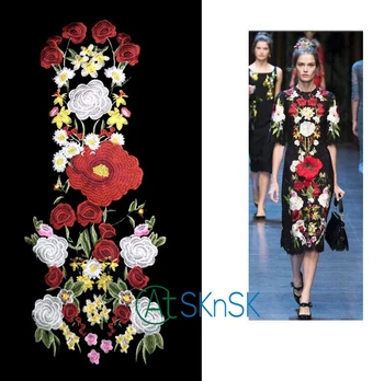 

1pcs Wholesale fabric patch applique computer embroidery flower stage performance lady dress DIY accessory patches for clothing