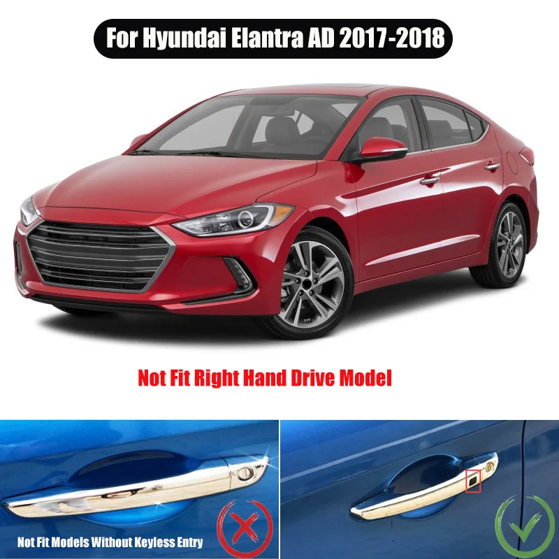 Для hyundai Elantra Avante- хромированные дверные ручки защелку крышки с умным «Замочная скважина»; отделка под давлением наложения Кепки декоративный рамки