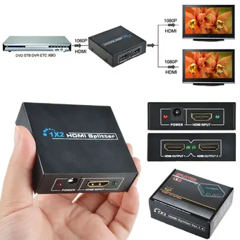 

DHL Free Shipping Full HD 1x2 Port HDMI Splitter Amplifier Repeater 3D 1080p Female Switch Box Hub