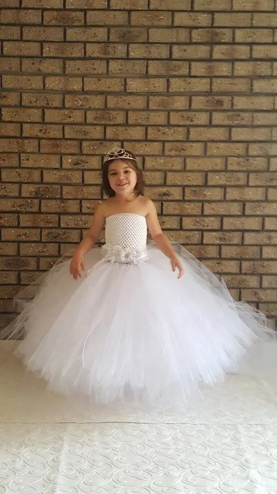 Платье принцессы с цветочным узором для девочек; платье для свадебной вечеринки с цветочным поясом; белое платье для крещения для маленьких девочек вечерние платья-пачки для девочек