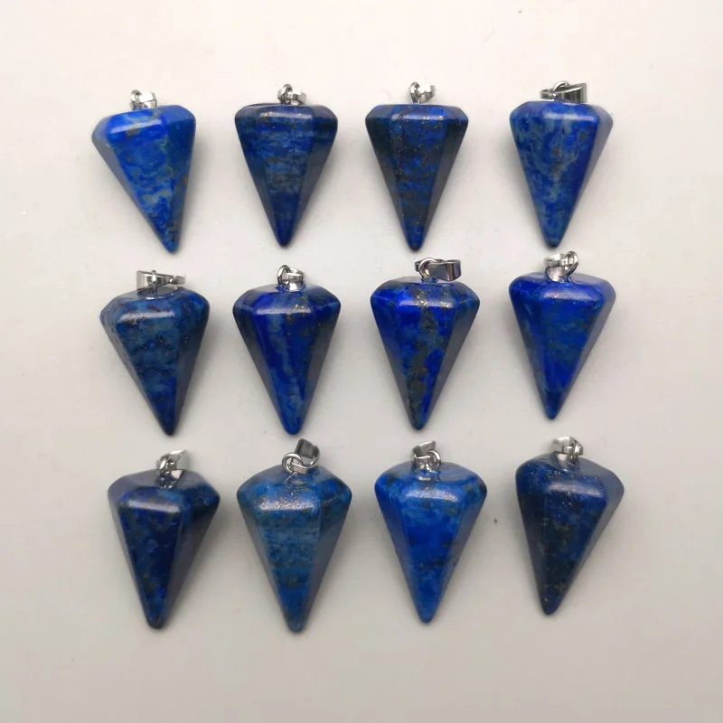 

fashion natural stone pendulum Lapis lazuli Cone charms pendant for jewelry making accessories 12pcs/lot free shipping Wholesale