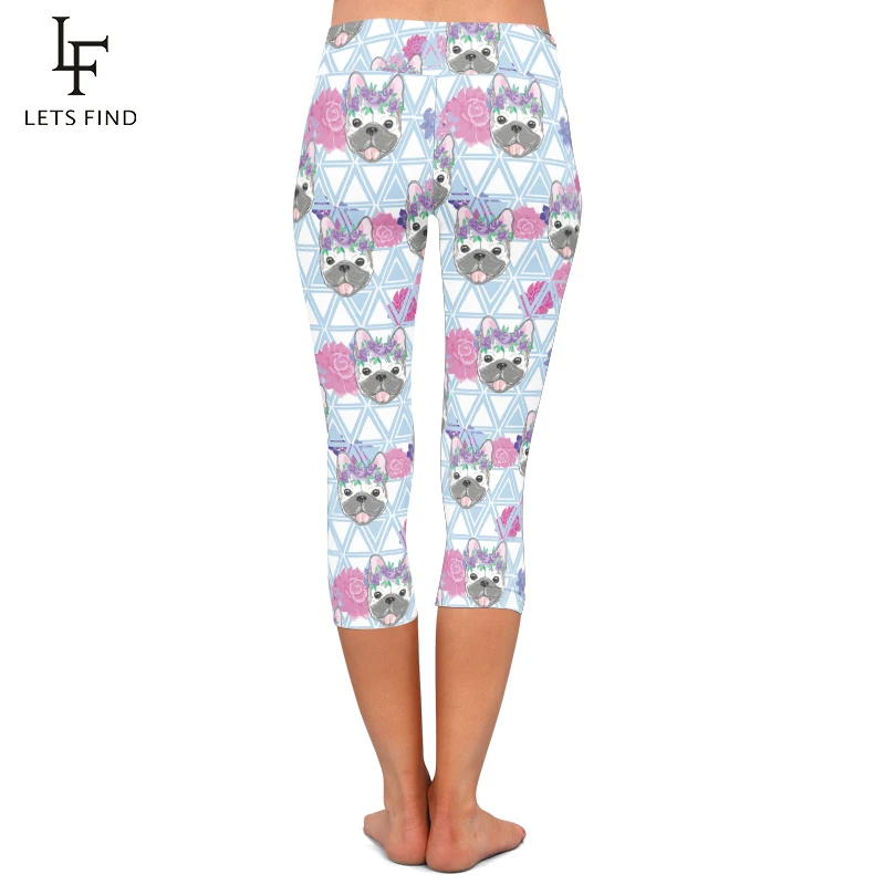 LETSFIND High Quality Women Capri Leggings High Waist Elastic Summer 3D Cute Cartoon Dog Digital Printing Pants Slim leggins