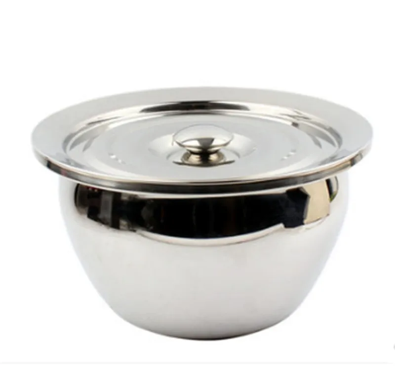 

Stainless Steel Dinner soy Sauce pot Fruit Salad eggs Mixing Bowl pan with Lids Oil Storage Big Metal bowl Silver Tone capacity