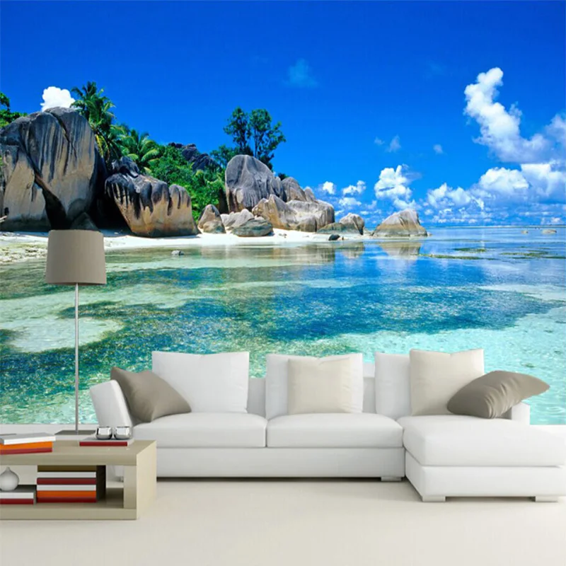 

Custom Large Non-woven Wallpaper 3D Stereo Seaside Nature Landscape Photo Wall Papers Mural Living Room Bedroom Papel De Parede