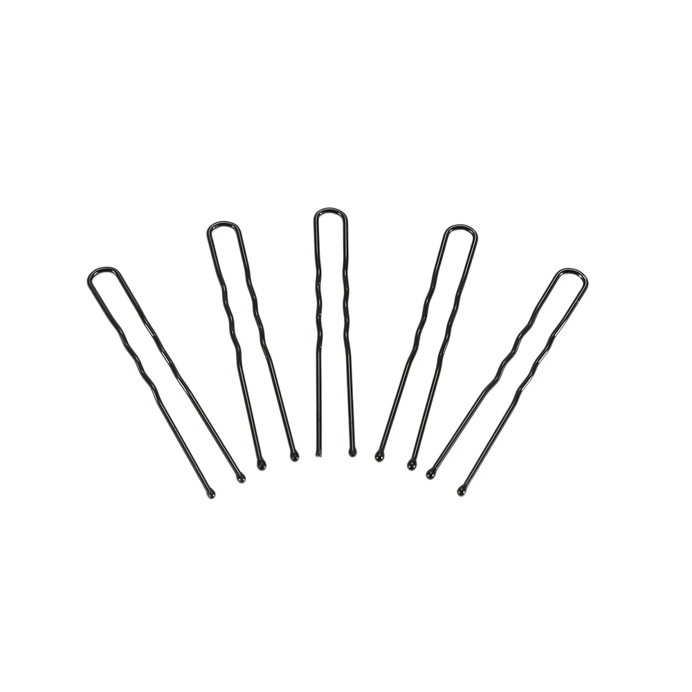 ELECOOL, 50 шт., черные металлические шпильки для укладки волос, тонкая форма, u-образные зажимы, 5 см, заколки для волос, Кудрявые, волнистые ручки, сделай сам, шпильки для укладки, наборы