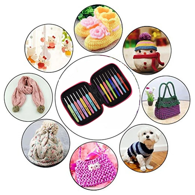 Crochet Hooks Set 16pcs Multi Color 1.0mm-6.0mm Crochet Needles Yarn Weave Knitting Needles Set With Case DIY Scarves Dolls Tool (1)