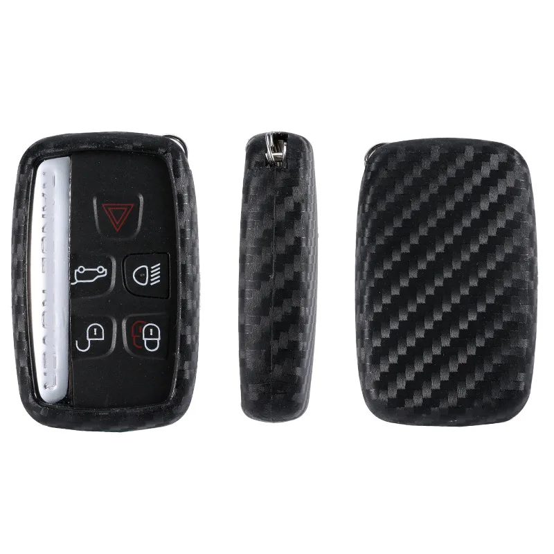 

Carbon Fiber TPU Key Case Cover keyring For Land Rover RANGE ROVER SPORT Freelander 2 DISCOVERY 4 Evoque For jaguar XJ XF X-TY