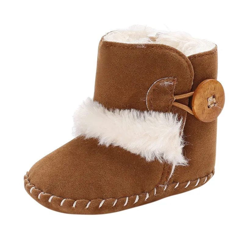 

2019 Winter Newborn Baby Shoes Wooden Buttons Snowfield children Boys Girls Boots Super Warm Soled Buttons Infant Toddler shoes