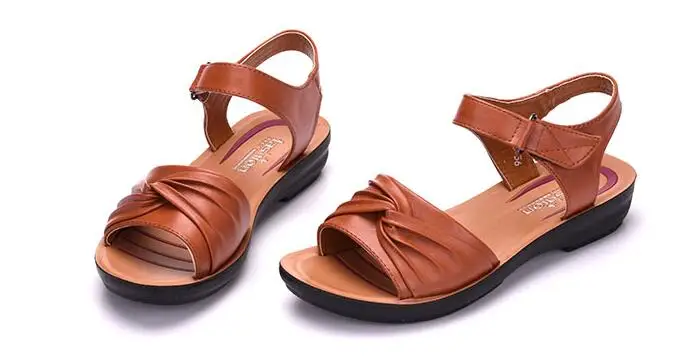 Женская обувь из натуральной кожи повседневные сандалии на плоской подошве пляжная рубашка летние туфли на толстой подошве женские Размеры 35-41 B605