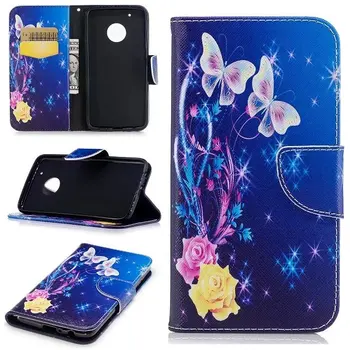 

10pcs/lot Cartoon butterfly Wallet Leather Stand PU+TPU Cover Case For Moto G5/Moto G5 Plus/Moto G6 /Moto G6 Plus