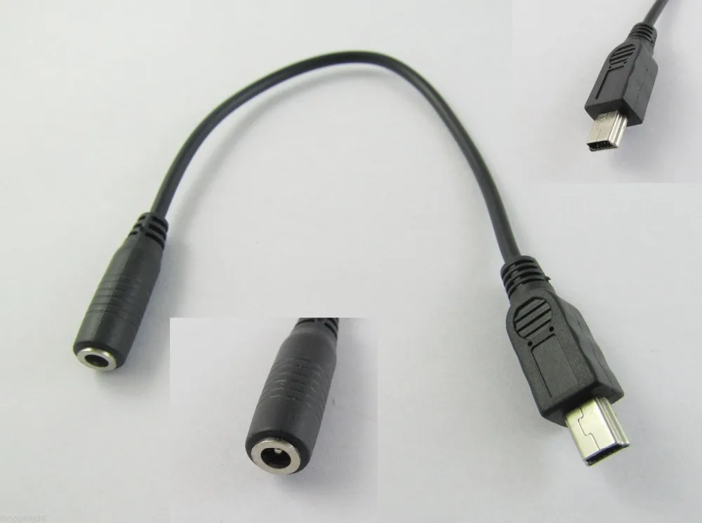 

1pc DC Power Jack Female 3.5mm x1.35mm to USB Mini 5 Pin Male Cable 20cm Black