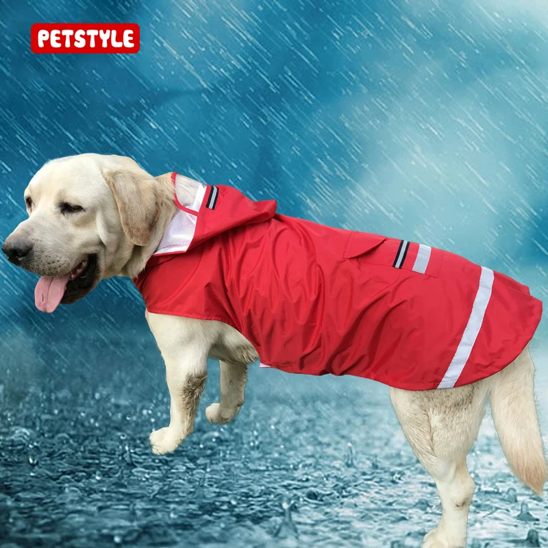 Large Dog Waterproof reflective Dog Raincoat Pet Jumpsuit Clothes