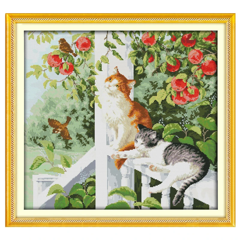 8the Two Cats Counted Cross Stitch 11CT 14CT Cross Stitch Sets Cross