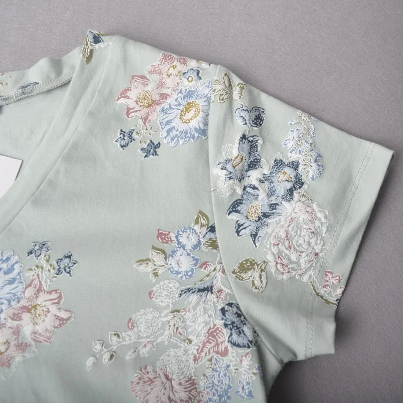 Yolanda Paz 2018 Newest Flowers Print Women t shirts high quality short sleeve tops tees 100% cotton v-neck women summer t shirt Yolanda Paz 2018 Newest Flowers Print Women t shirts high quality short sleeve tops tees 100% cotton v-neck women summer t shirt