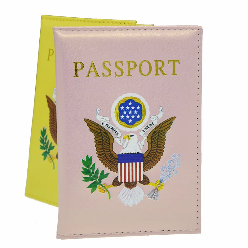 

USA Fashion 3D Color Printed Passport Cover Simple Shiny Candy Colorful Embossed Passport Holder Customize Name Emblem Picture