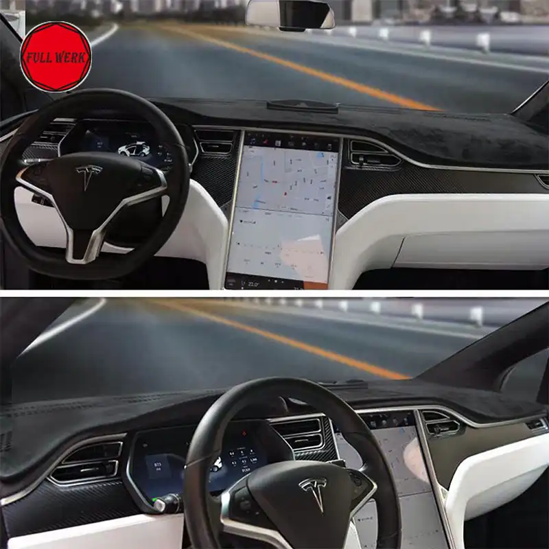 Car Styling Dashboard Carbon Fiber Stickers Decal Wrap Protector For Tesla Model X Model S 2016 Interior Mouldings Accessories