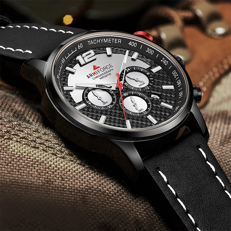 Skup RMIFORCE luksusowe mężczyzn zegarki prawdziwy skórzany sportowe zegarki na rękę kwarcowy zegarek męski mężczyzna data wodoodporny zegar Relogio Masculino