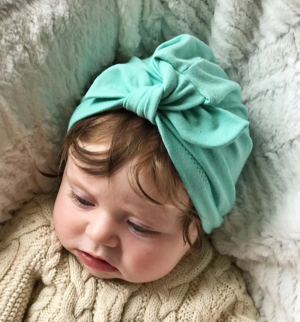 Fashion baby hat Solid Turban a headscarf for girl Elastic caps Girls 8 style cap Bow tie Infant Accessories | Детская одежда и