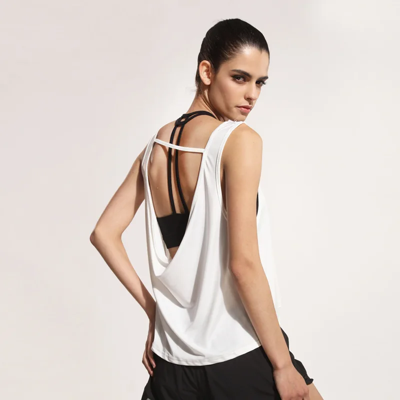 

CHU YOGA Yoga Shirt Women Sports Running Top Training Vest Cover Quick Dry Tank Top Gym Fitness Camisole Loose Sling Shirt V1404