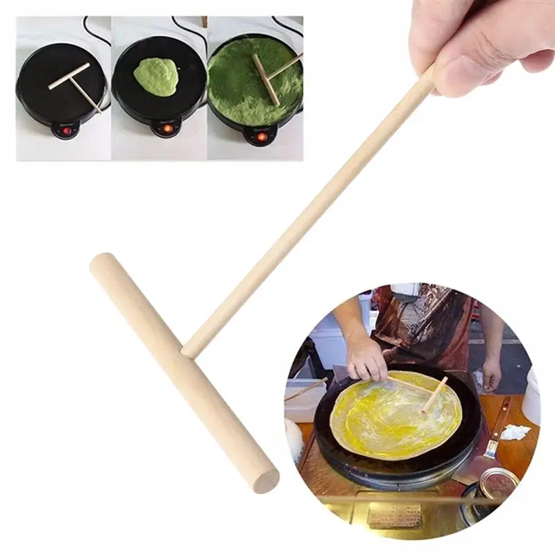 

OUNONA 1 PC Wooden Crepe Pancake Batter Spreader Dough Distributor For Pan Or Skillet Kitchen Utensil Accessories